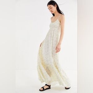 uo hanna embroidered maxi dress Urban Outfitters Uo Hanna Embroidered Scalloped Babydoll Mini Dress in Blue